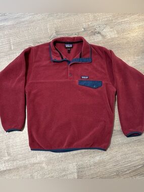Vintage Patagonia fleece pullover red burgundy medium snap